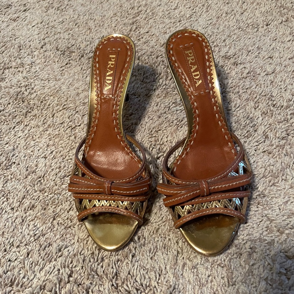Prada sandals, with 3 inch heels size 7